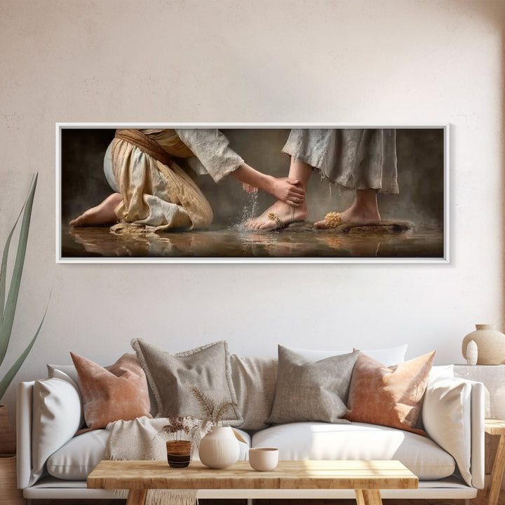 Servant’s Devotion | Framed Canvas Print | Christian Art Canvas | Christian Wall Art | Panoramic Art | Christian Painting | Jesus Painting