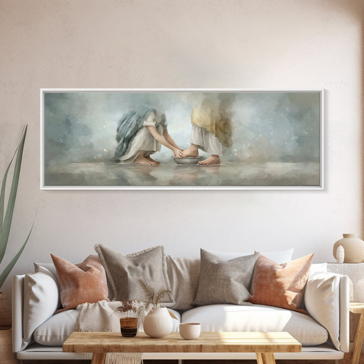 Humble Offering Light, Framed Canvas Print, Christian Wall Art, Christian Art Canvas, Panoramic Print, Jesus Painting, Christian Painting