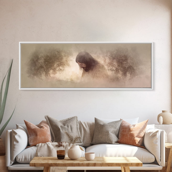 Garden Of Mercy – Framed Canvas Print – Panoramic Art – Christian Wall Art – Jesus Painting – Christian Art Canvas – Christmas Art