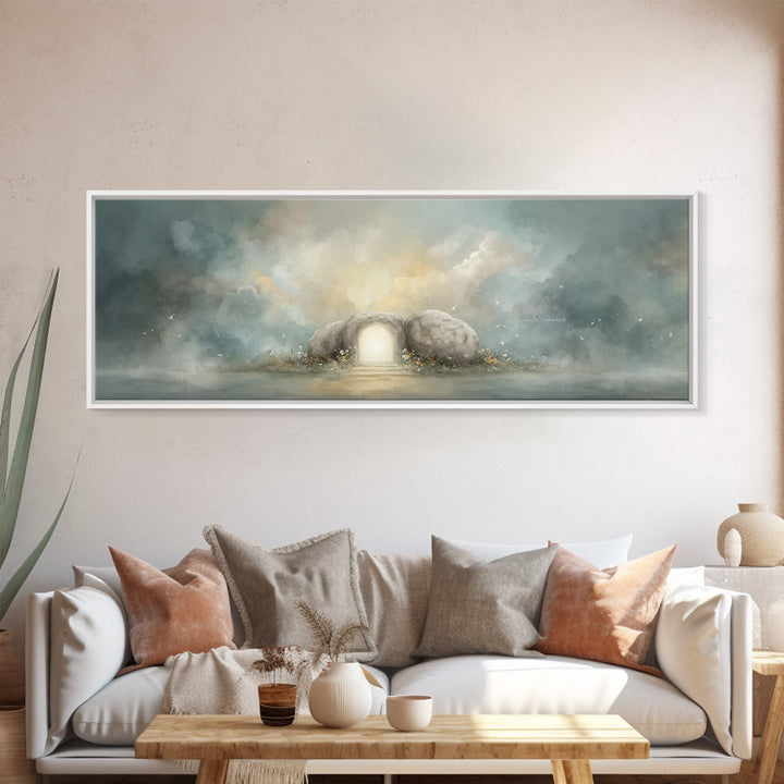 Dawn Of Hope – Framed Canvas Print – Extra Wide Art – Christian Art Canvas – Christian Painting – Christmas Art – Jesus Painting