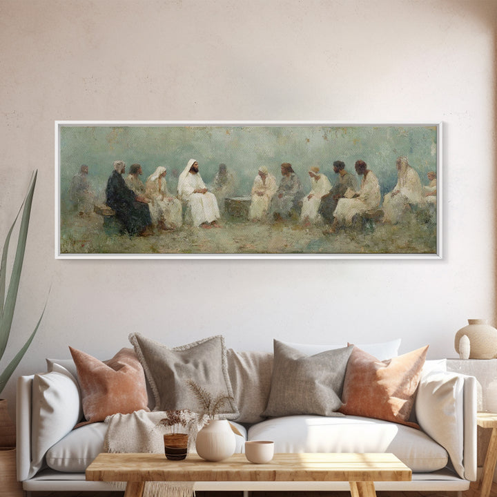 Circle Of Wisdom, Framed Canvas Print, Panoramic Art, Christian Wall Art, Jesus Painting, Christian Art Canvas, Christian Painting