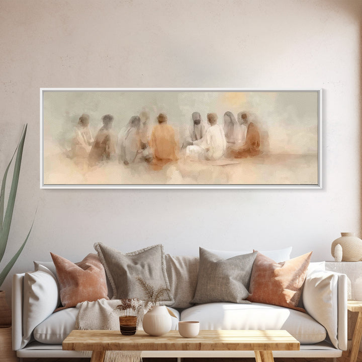 Gathered In Light – Framed Canvas Print – Panoramic Painting – Christian Art Canvas – Jesus Art Print – Christian Wall Art – Christian Deco