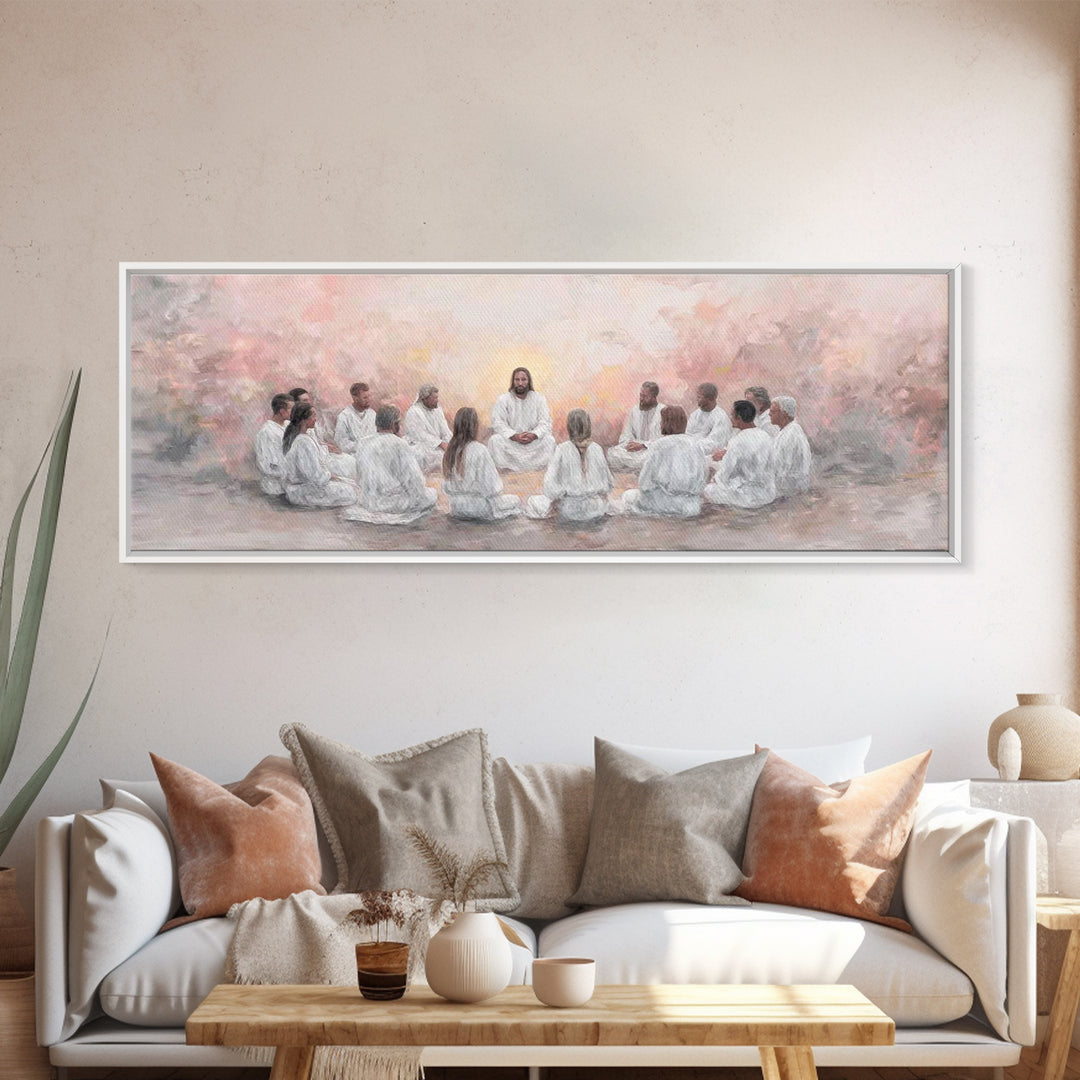 Circle Of Peace | Framed Canvas Print | Extra Wide Art | Christian Wall Art | Christian Art Canvas | Christian Painting | Jesus Art Print