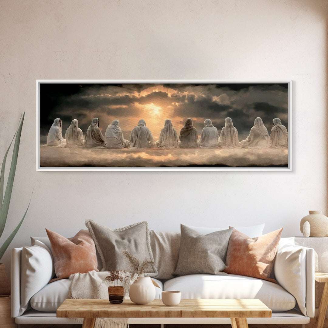 Sacred Dawn, Framed Canvas Print, Panoramic Art, Christian Christmas Art, Christian Art Canvas, Jesus Painting, Christian Wall Art