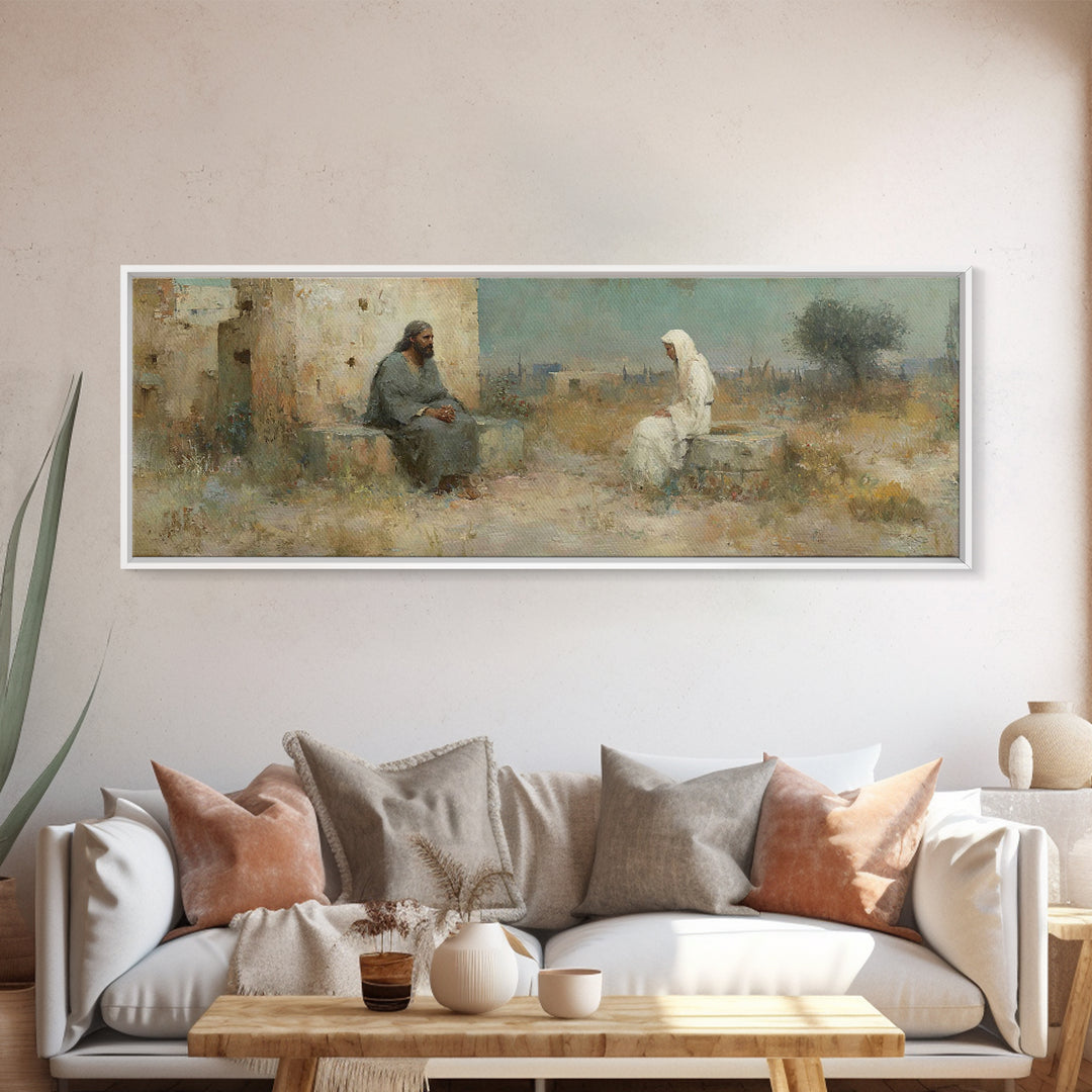 Desert Well Grace - Framed Canvas Print - Christian Wall Art - Jesus Painting - Panoramic Art - Christian Decor - Christian Art Canvas