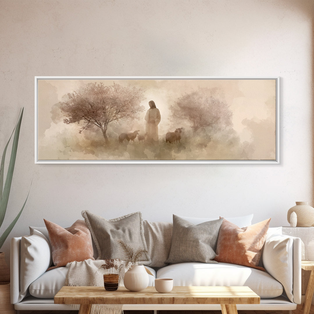 Blossoms Of Peace – Framed Canvas Print – Panoramic Print – Christian Art Canvas – Christian Wall Art – Jesus Painting – Christian Gift