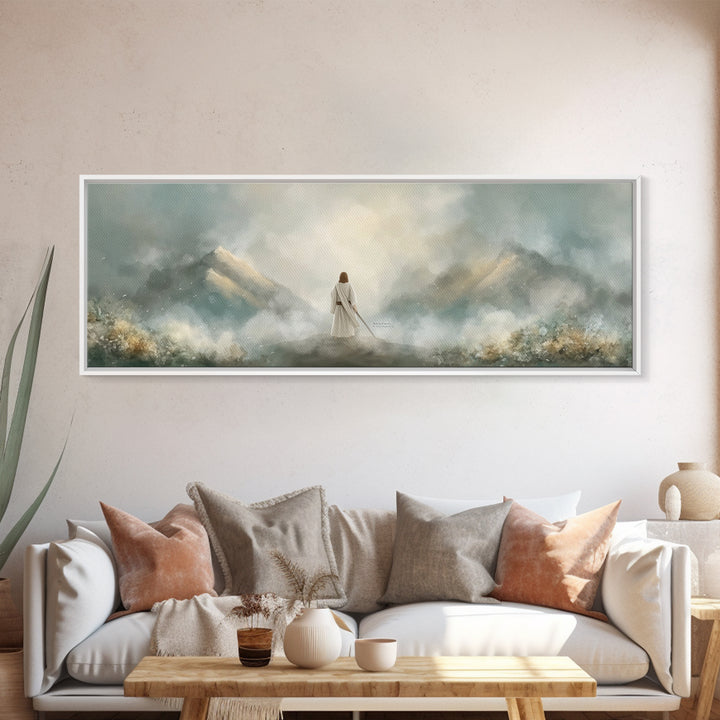 Hills of Consolation | Framed Canvas Print | Christian Wall Art | Jesus Painting | Panoramic Painting | Christian Art Canvas | Christian Ch