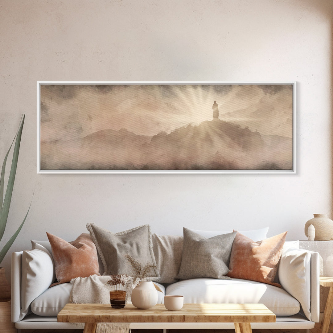 Ascension Glory – Framed Canvas Print – Christian Wall Art – Jesus Painting – Panoramic Art – Christian Art Canvas – Christian Christmas De
