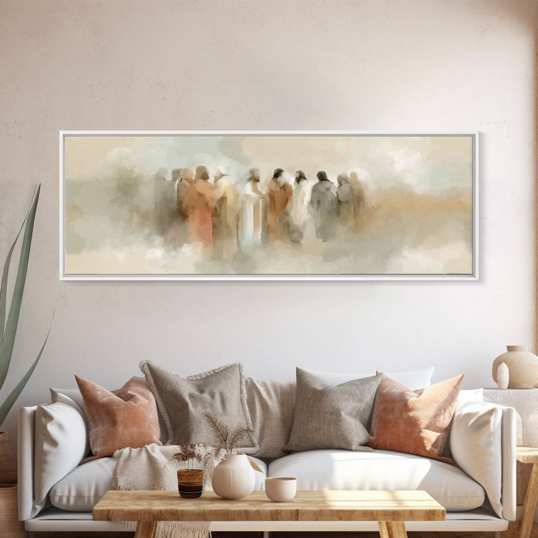 Clouds of Majesty | Framed Canvas Print | Christian Wall Art | Jesus Painting | Panoramic Wall Art | Christian Art Canvas | Vintage Christi