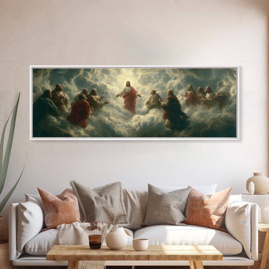 Sacred Mountain Light - Framed Canvas Print - Christian Wall Art - Jesus Painting - Panoramic Frame - Christian Art Canvas - Christian Chri