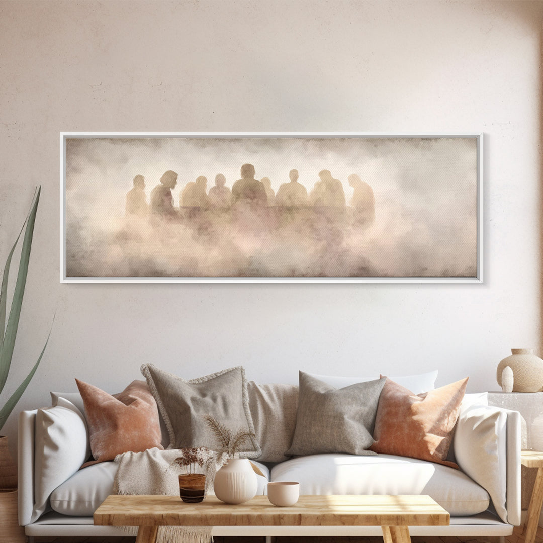 Upper Room Silence, Framed Canvas Print, Christian Wall Art, Panoramic Frame, Christian Art Canvas, Jesus Painting, Large Christian Paintin