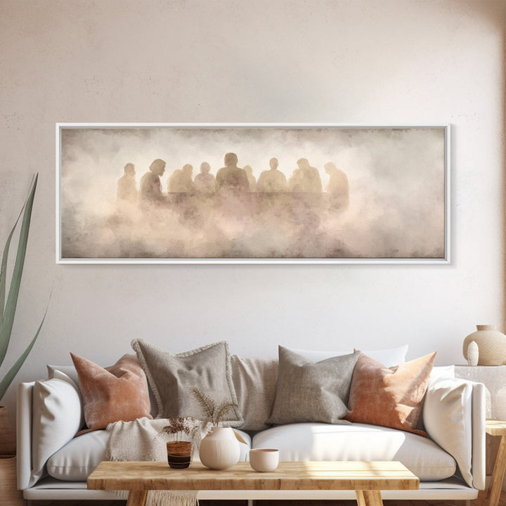 Upper Room Silence, Framed Canvas Print, Christian Wall Art, Panoramic Frame, Christian Art Canvas, Jesus Painting, Large Christian Paintin