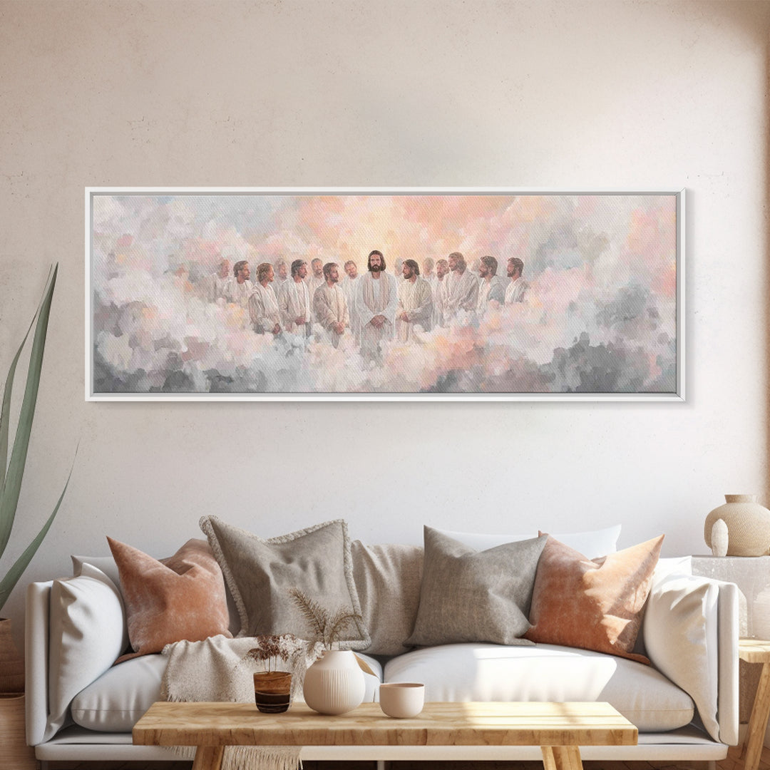 Celestial Assembly – Framed Canvas Print – Christian Wall Art – Panoramic Painting – Jesus Painting – Christian Art Canvas – Large Christia