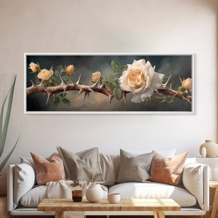 Crown Of Mercy – Framed Canvas Print – Christian Wall Art – Christian Art Canvas – Panoramic Art – Christian Painting – Christian Art