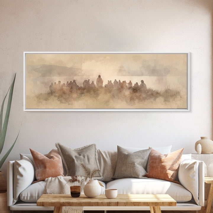 Quiet Hillside Grace | Framed Canvas Print | Christian Art | Panoramic Wall Art | Jesus Canvas Art | Christian Paintings | Christmas Art