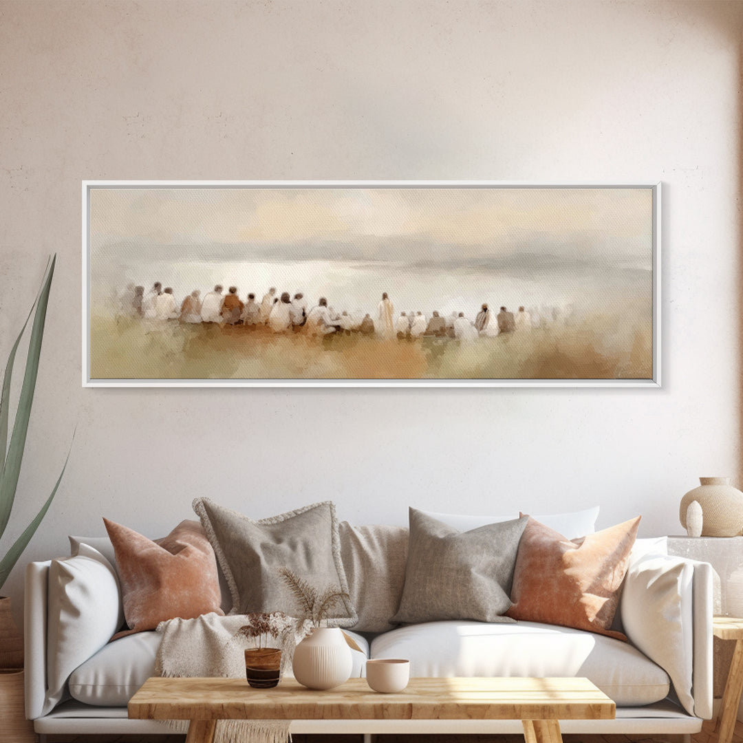 Heavenly Meadow Peace – Framed Canvas Print – Christian Art Print – Panoramic Painting – Jesus Art Print – Christian Wall Art – Christmas A