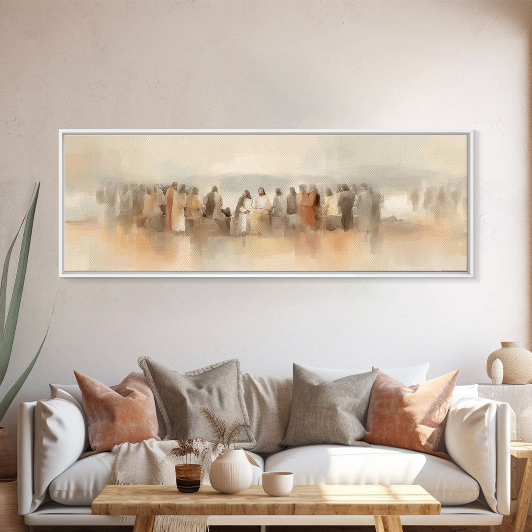 Still Waters Hope, Framed Canvas Print, Christian Wall Art, Panoramic Art, Jesus Canvas Art, Christian Painting, Christian Christmas Art
