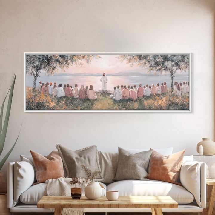 Twilight Of Blessings | Framed Canvas Print | Christian Art Work | Panoramic Art | Jesus Painting Canvas | Christian Christmas Decor | Chri