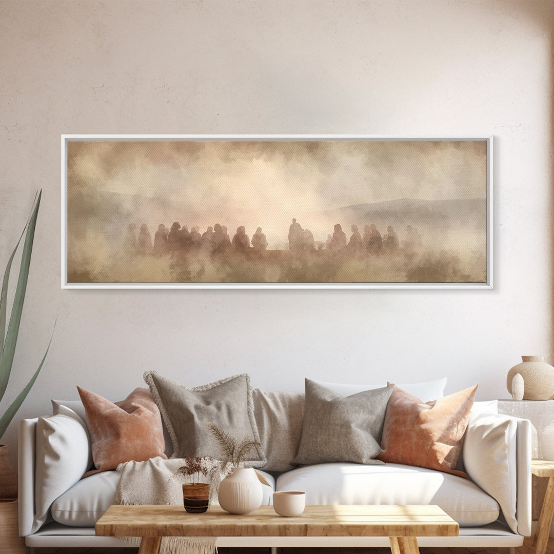 Circle Of Peace, Framed Canvas Print, Christian Decor For Home, Panoramic Painting, Jesus Art Print, Christian Art Canvas, Christmas Art