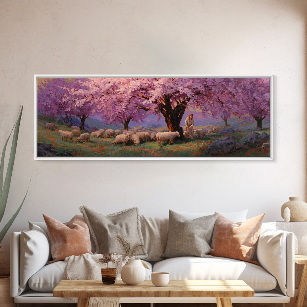 Petal Haven Light | Framed Canvas Print | Panoramic Print | Christian Wall Art | Jesus Painting | Christian Art Gift | Christian Canvas Art