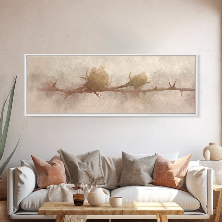 Thorned Mercy Path, Framed Canvas Print, Panoramic Wall Art, Christian Art Canvas, Christian Painting, Modern Christian Art, Christian Wall