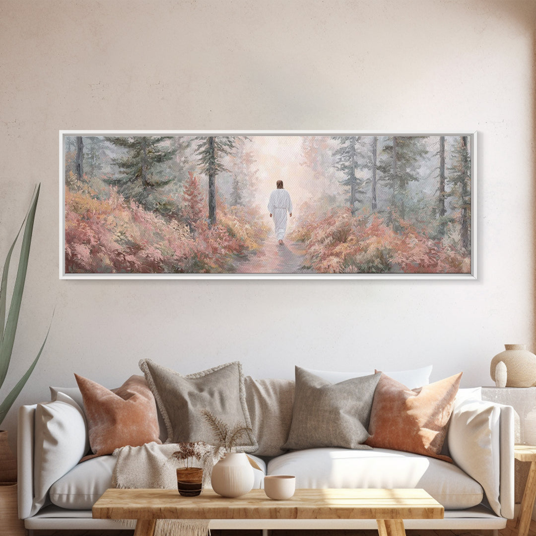 Light Of The Way, Framed Canvas Print, Panoramic Wall Art, Christian Art Canvas, Jesus Painting, Christian Christmas Art, Christian Wall Ar