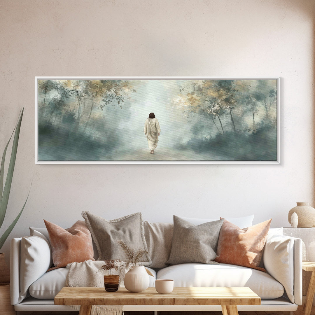 Path Of Peace | Framed Canvas Print | Extra Wide Art | Christian Wall Art | Jesus Art Print | Christian Art Canvas | Christmas Art