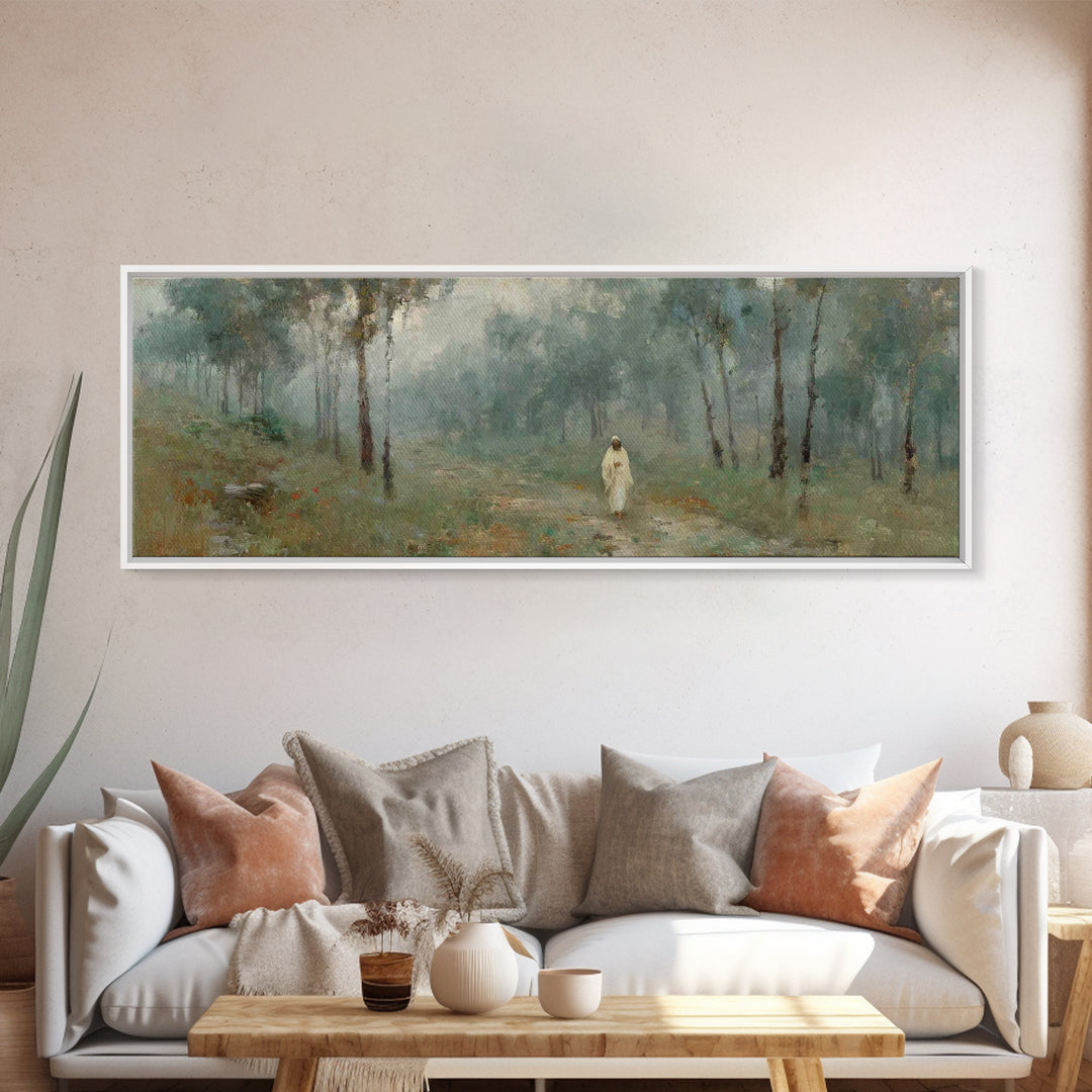 Forest Of Mercy - Framed Canvas Print - Panoramic Painting - Christian Wall Art - Jesus Painting - Christian Art Work - Christmas Art