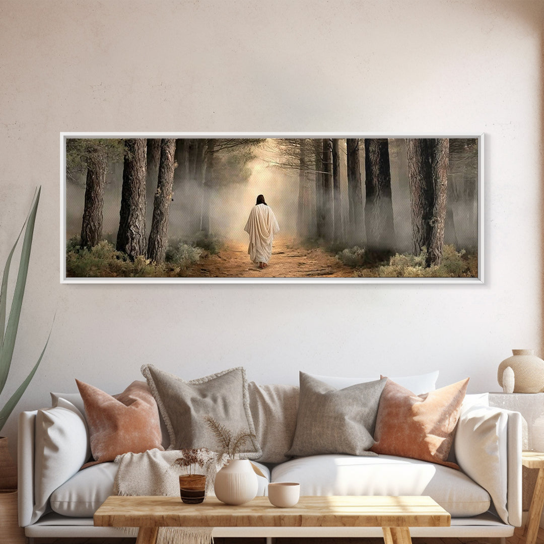 Walk In Holiness – Framed Canvas Print – Panoramic Frame – Christian Art Print – Jesus Painting – Christian Wall Art – Christmas Art