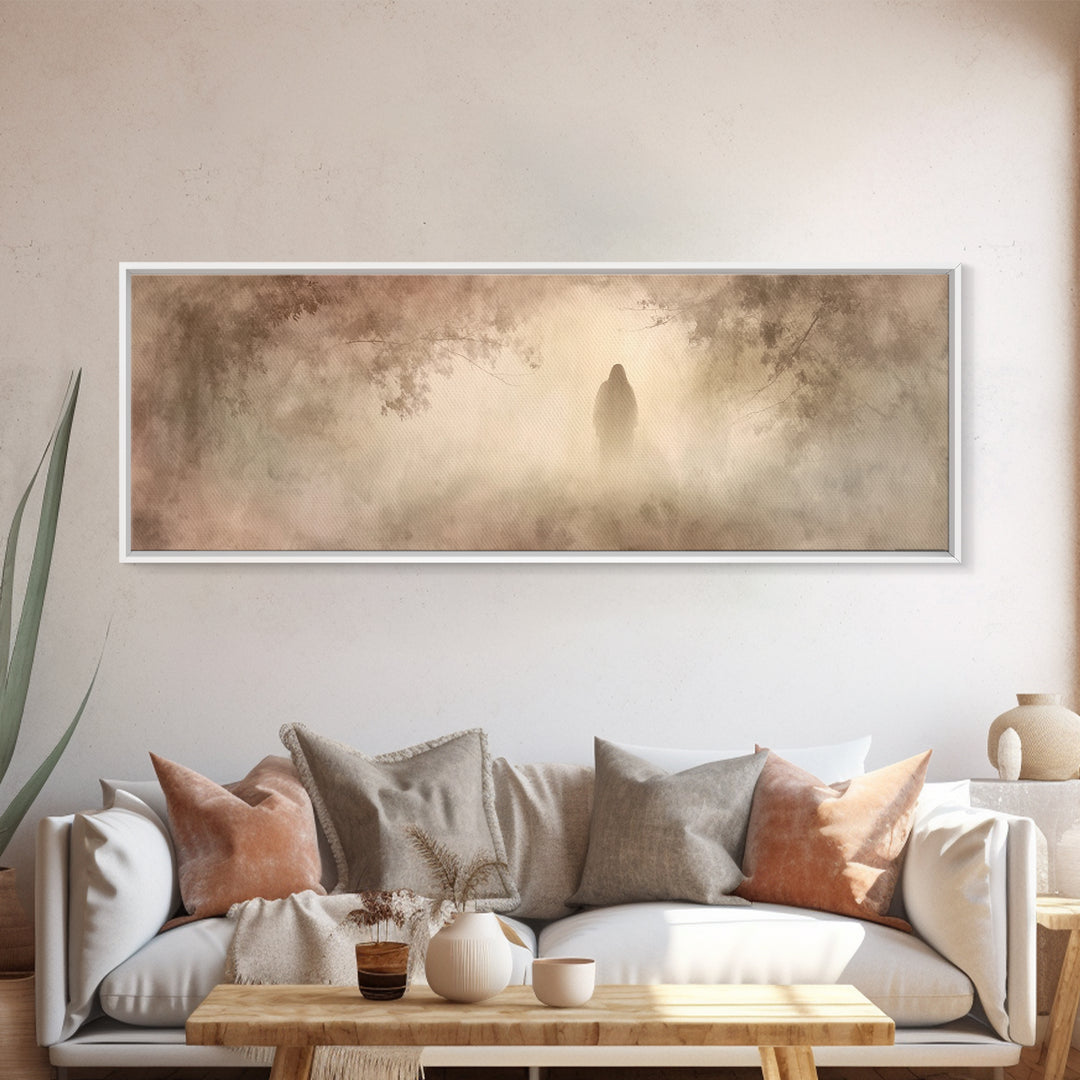 Radiant Stillness – Framed Canvas Print – Panoramic Painting – Christian Art – Jesus Painting – Christian Wall Art – Christmas Art