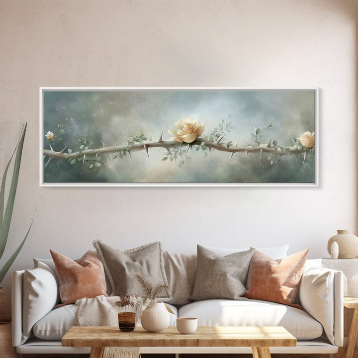 Risen Rose Light | Framed Canvas Print | Panoramic Painting | Christian Art Print | Christian Wall Art | Subtle Christian Art | Christian D