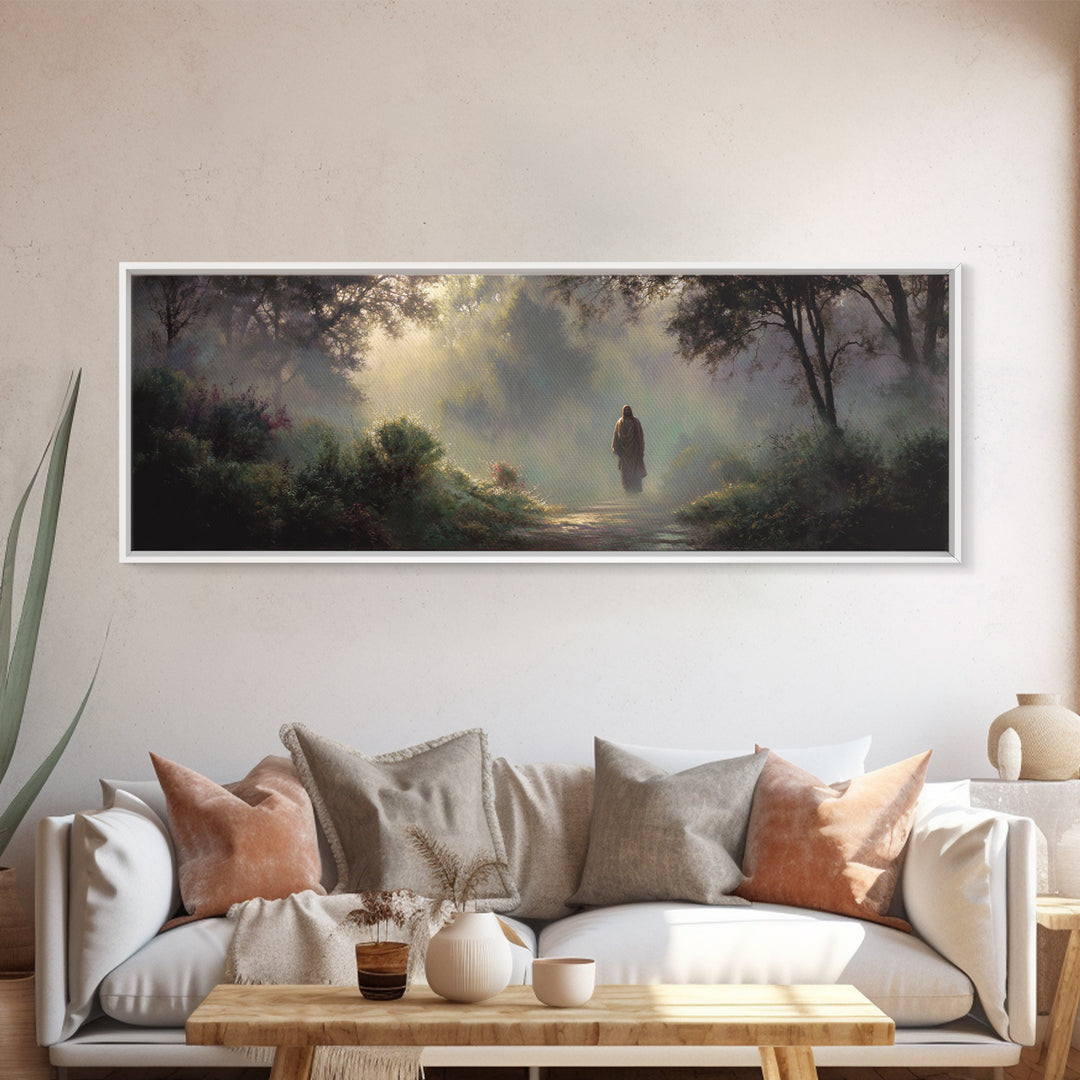 Light Through Eden – Framed Canvas Print – Panoramic Wall Art – Christian Art Canvas – Jesus Painting – Christian Art – Christian Christmas
