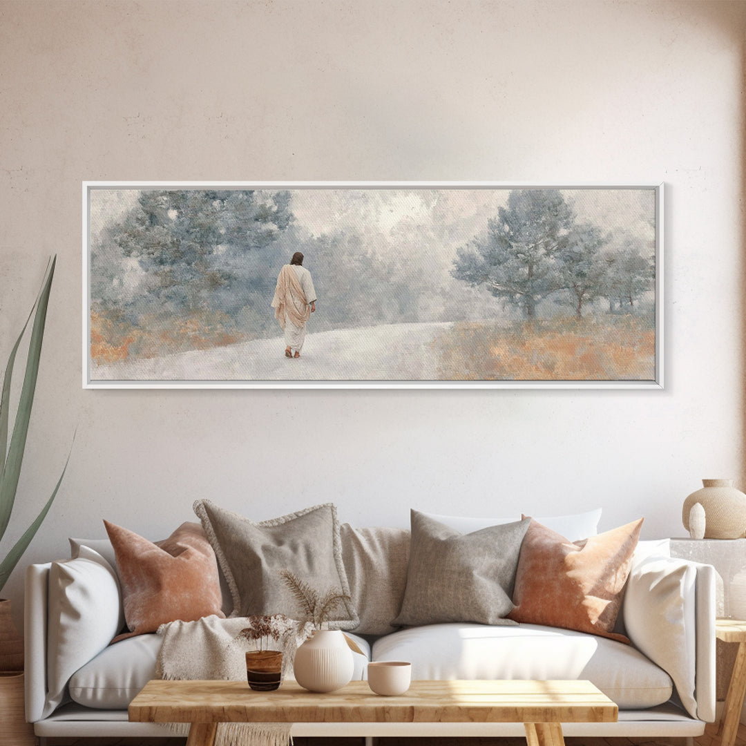 Walk Of Promise, Framed Canvas Print, Panoramic Print, Christian Art Canvas, Jesus Painting, Christian Christmas Art, Christian Decor