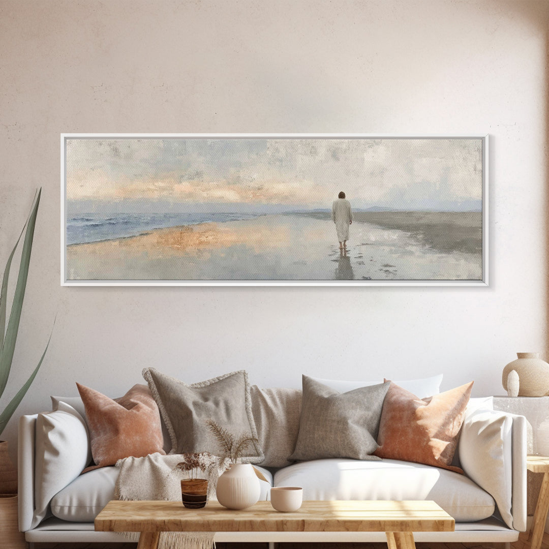 Heaven’s Footsteps – Framed Canvas Print – Panoramic Art – Christian Art Work – Jesus Art Print – Christian Wall Art – Christmas Art
