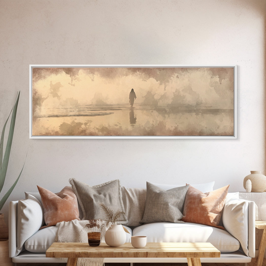 Desert Dawn Path – Framed Canvas Print – Christian Wall Art – Jesus Painting – Panoramic Art – Christian Art Canvas – Christmas Art
