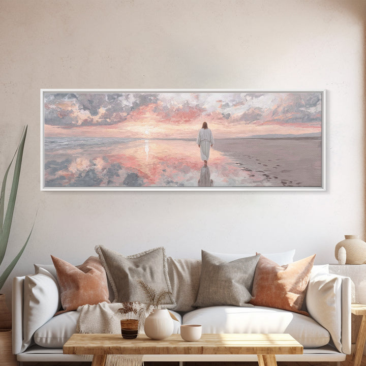 Solitude Of Faith – Framed Canvas Print – Christian Art Canvas – Jesus Painting – Panoramic Frame – Christian Wall Art – Christmas Art