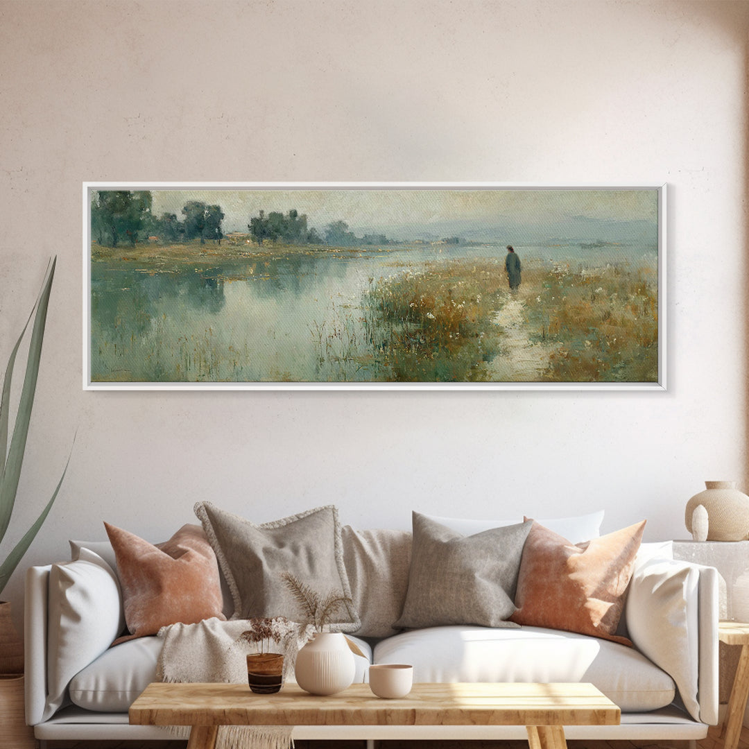 Valley Of Peace | Framed Canvas Print | Christian Art Canvas | Panoramic Art | Jesus Painting | Christian Wall Art | Christmas Art