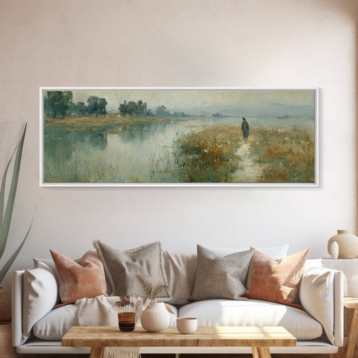 Valley Of Peace | Framed Canvas Print | Christian Art Canvas | Panoramic Art | Jesus Painting | Christian Wall Art | Christmas Art