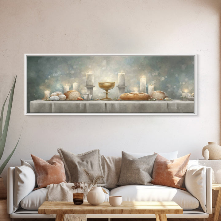 Table Of Covenant, Framed Canvas Print, Panoramic Wall Art, Christian Art Canvas, Christian Wall Art, Christian Christmas Art, Christian De