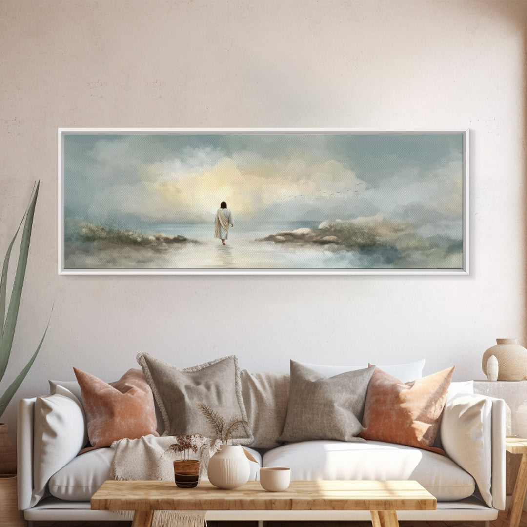 Beacon Of Dawn – Framed Canvas Print – Panoramic Art – Christian Wall Art – Christian Art Canvas – Jesus Painting – Christian Christmas Art