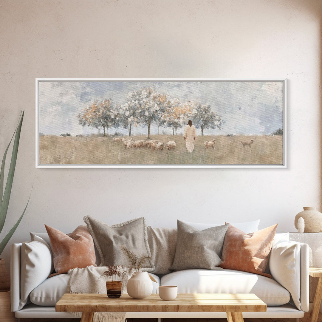 Orchard Of Mercy | Framed Canvas Print | Panoramic Painting | Christian Art Canvas | Christian Wall Art | Jesus Painting | Christmas Art