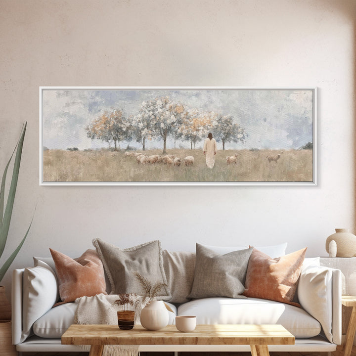 Orchard Of Mercy | Framed Canvas Print | Panoramic Painting | Christian Art Canvas | Christian Wall Art | Jesus Painting | Christmas Art