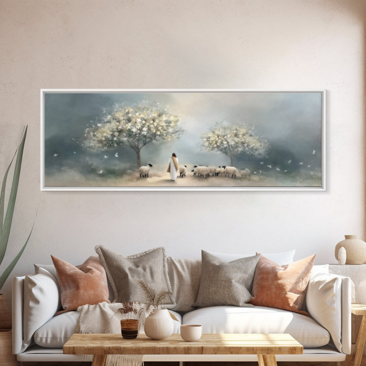 Blossoms Of Grace – Framed Canvas Print – Christian Art Canvas – Jesus Christmas Art – Panoramic Wall Art – Christian Wall Art – Christmas