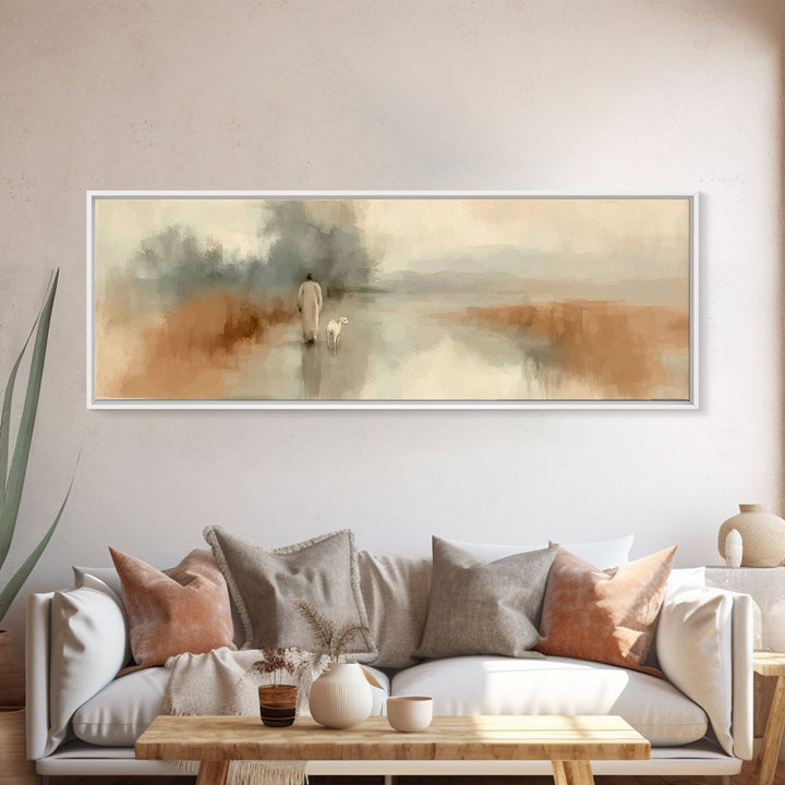 Quiet Journey Home – Framed Canvas Print – Panoramic Art – Christian Wall Art – Jesus Painting – Christian Christmas Art – Christian Decor