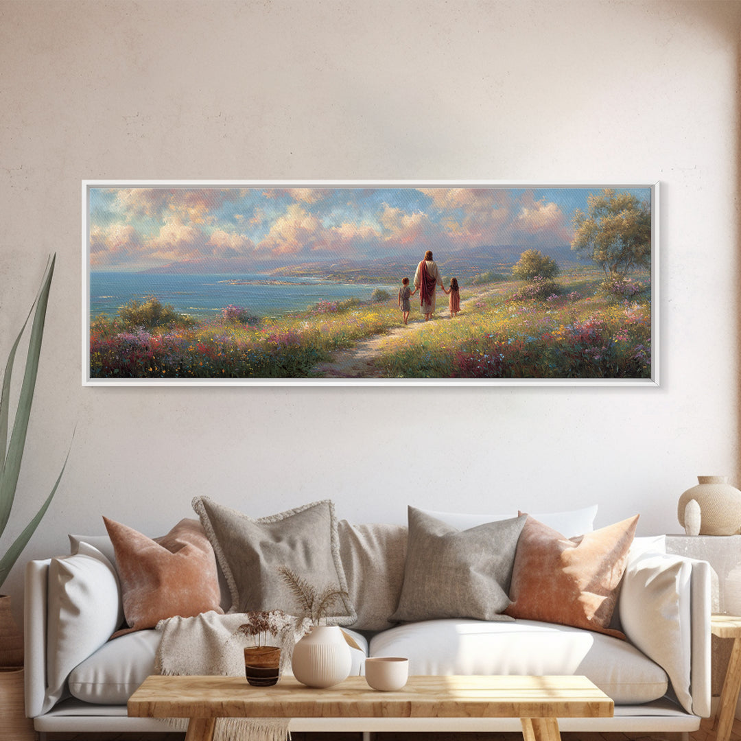 Guided By Grace, Framed Canvas Print, Panoramic Art, Jesus Painting Canvas, Christian Wall Art, Christian Art, Christian Gift Ideas