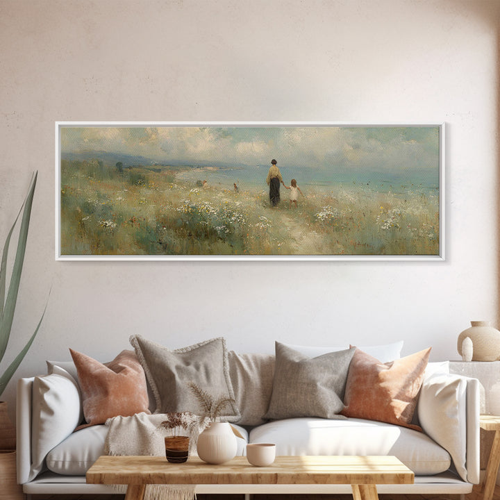 Soft Morning Bloom – Framed Canvas Print – Panoramic Wall Art – Christian Art – Jesus Painting – Christian Art Canvas – Christian Gift