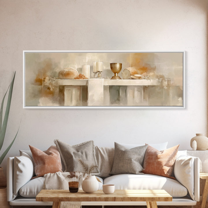 Bread Of Blessing | Framed Canvas Print | Panoramic Wall Art | Christian Art Canvas | Christian Wall Art | Christmas Art | Christian Decor