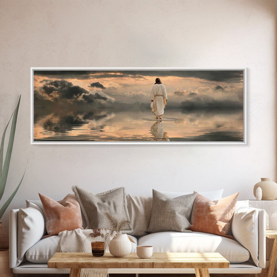 Silent Redeemer | Framed Canvas Print | Panoramic Painting | Christian Wall Art | Jesus Canvas Art | Christian Art Print | Christian Decor
