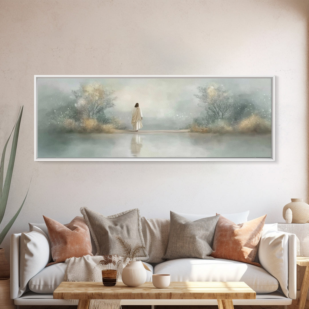 Sacred Horizon, Framed Canvas Print, Panoramic Wall Art, Christian Painting, Jesus Art Print, Christian Decor, Christian Gift Ideas