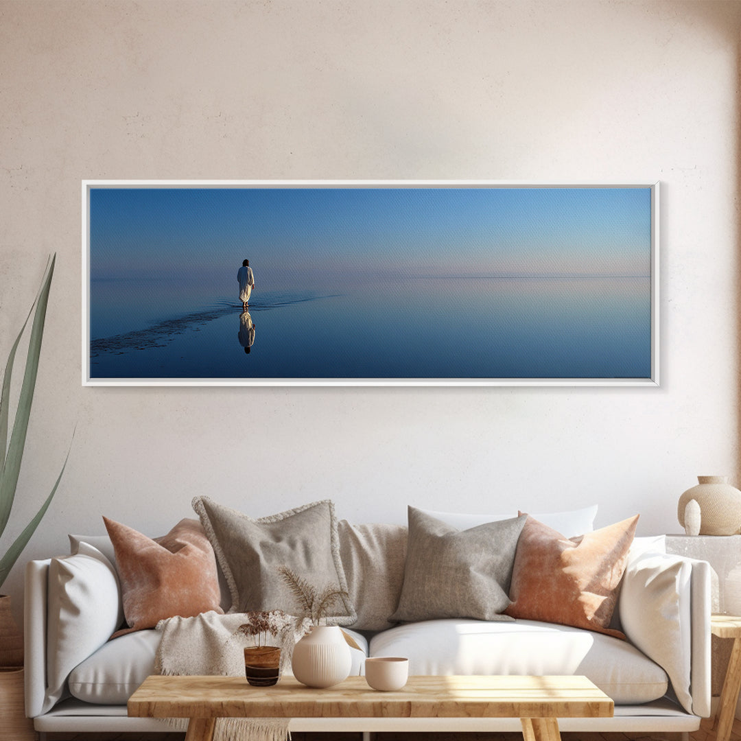 Heavenly Stillness | Framed Canvas Print | Panoramic Art | Christian Art Canvas | Jesus Painting | Christmas Art | Christian Wall Art